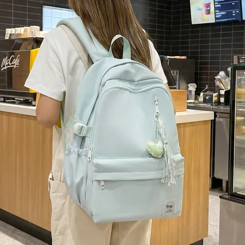 Zaino in Nylon Unisex Grande Capacità Impermeabile Stile Coreano Ins Borsa da Scuola Minimalista Borsa per Laptop da Viaggio