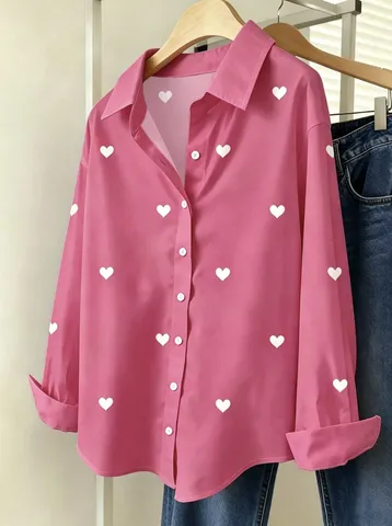 Damen Casual Langarm Umlegekragen Einreißig Hemd Lose Pendeln Mode Bluse Top