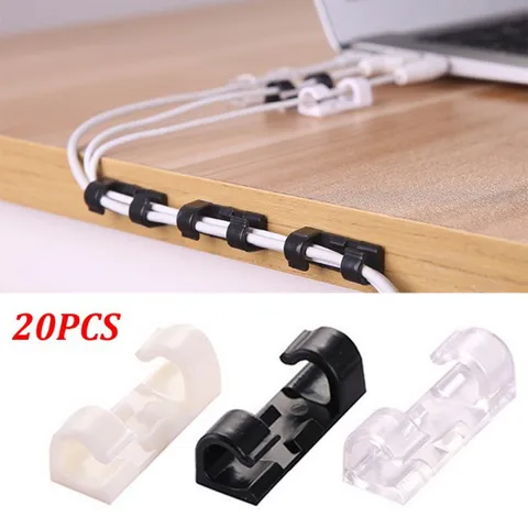 Self Adhesive Wire Organizer Cable Clip Holder Cord Management Desktop USB Charger Line Fixed Protector Home Office Desk Accessories