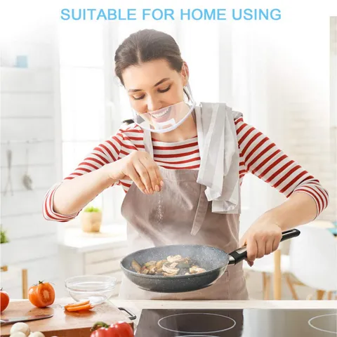 Protector Facial de Plástico Transparente Antisalpicaduras Hostelería Cocina Chef Mascarilla Protectora Bucal Servicio Alimentos