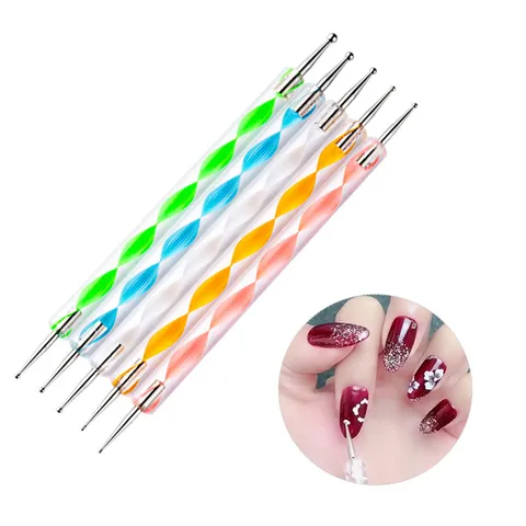 Professional Nail Art Dotting Pen Acrylic Spiral Handle Double-Ended Drawing Tool Manicure Accessories