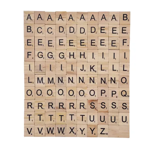 Lettres de l'Alphabet en Bois Jeu d'Orthographe DIY Carreaux de Scrabble Blocs de Bois Artisanat d'Apprentissage Éducatif Pour Enfants et Adultes