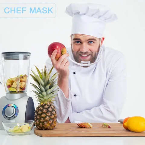 Protector Facial de Plástico Transparente Antisalpicaduras Hostelería Cocina Chef Mascarilla Protectora Bucal Servicio Alimentos