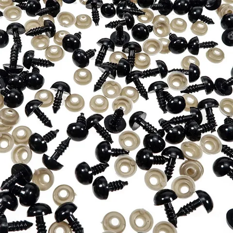 Ojos de Seguridad de Plástico Negro Con Arandelas Para Animales de Peluche Juguetes Muñeca DIY Accesorios de Manualidades
