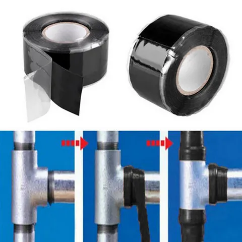 Nastro in Silicone Autoagglomerante Nastro di Riparazione Elettrico Impermeabile Robusto Nastro in Gomma per Riparazione Tubi dell'Acqua Nero