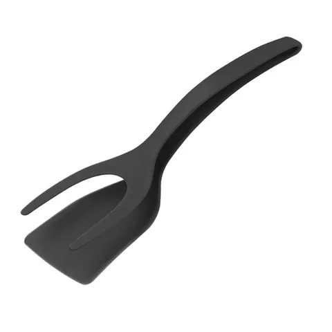 Nylon Omelet Spatel 2-in-1 Pannenkoek Brood E Klem Keuken Kookgereedschap Zwart