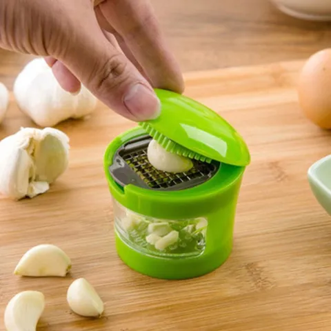 Multifunctional Manual Garlic Chopper ABS Stainless Steel Press Mincer Kitchen Tool For Food Preparation Modern Minimalist