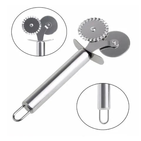 Taglia Pizza in Acciaio Inossidabile a Doppia Testa Taglia Ruota per Pizza con Design di Taglio e Ruota per Pasticceria Utensile da Cucina Resistente