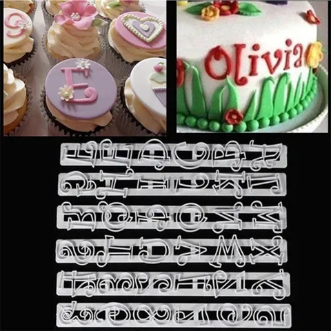 Plastic Fondant Cake Letter Number Embosser Mold Set Uppercase Letters Cookie Cake Decorating Baking Tool
