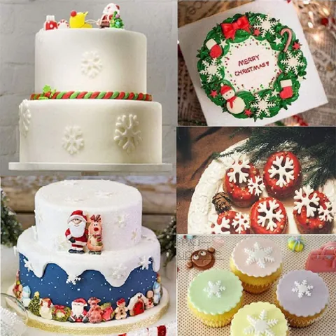Snowflake Fondant Plunger Cutter Plastic Spring Cake Mold Baking Tool For Cookie Biscuit Decorating Kitchen Supplies