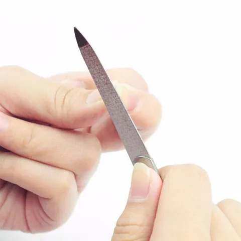 Stainless Steel Double Sided Nail File Professional Metal Nail Buffer Nail Care Tool With Concave Anti Slip Handle