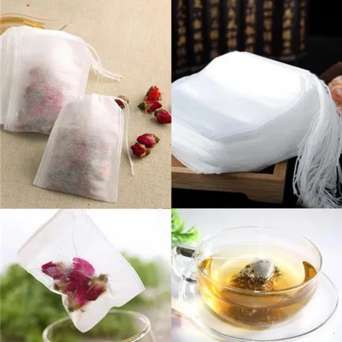 Disposable Non Woven Tea Bags Drawstring Empty Tea Filter Bags For Loose Leaf Tea Herbs Kitchen