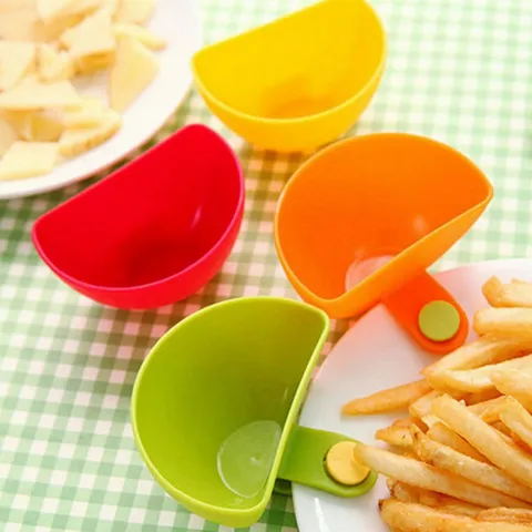 Kitchen Condiment Dish Multi Functional Clip On Sauce Bowl Plastic Small Plate Dining Table Food Storage Gadget
