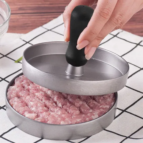 Aluminum Hamburger Press Non-Stick Burger Patty Maker Mold With Plastic Handle For Kitchen Cooking Tool