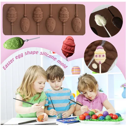 DIY Silicone Lollipop Mold Spiral Easter Egg Lip Angel Baby Flower Smile Face Chocolate Baking Molds Kitchen Tool