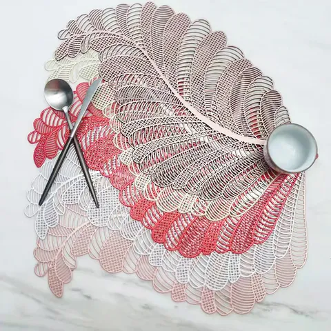 Nordischer Stil Hohl PVC Tischset Gold Silber Kaffee Pink Rot Blumenform Hitzebeständige Tischmatte Für Esstisch Zuhause Küche