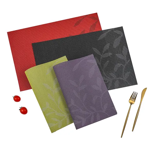 Rechteckiges PVC Tischset Hitzebeständig Wasserdicht Tischmatte Blumenblatt Muster Rutschfest Esstisch Schüsselunterlage Küchenzubehör