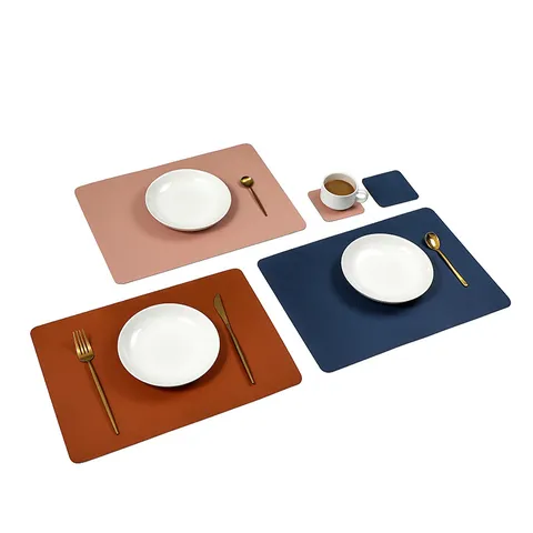 Wasserdicht PU Leder Tischset Doppelseitig Wärmisoliert Tischmatte Antirutsch Esszimmer Küche Tassenmatte Restaurant Hotel Geschirr