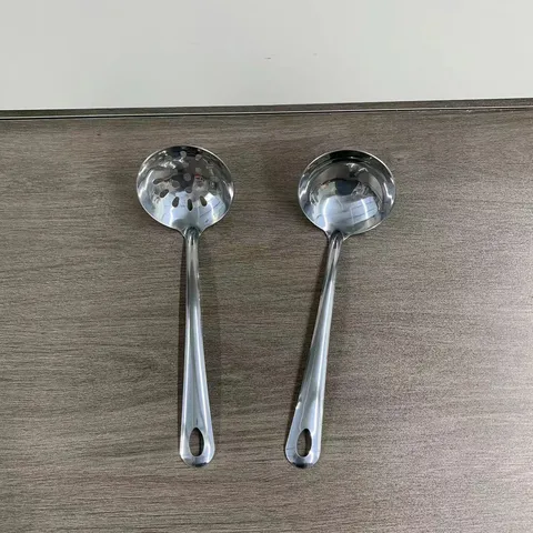 Stainless Steel Round Handle Cooking Utensils Kitchen Spatula Soup Spoon Colander Kitchenware Home Cookware