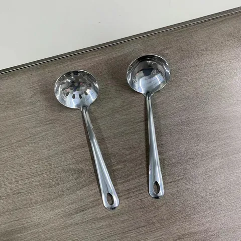 Stainless Steel Round Handle Cooking Utensils Kitchen Spatula Soup Spoon Colander Kitchenware Home Cookware
