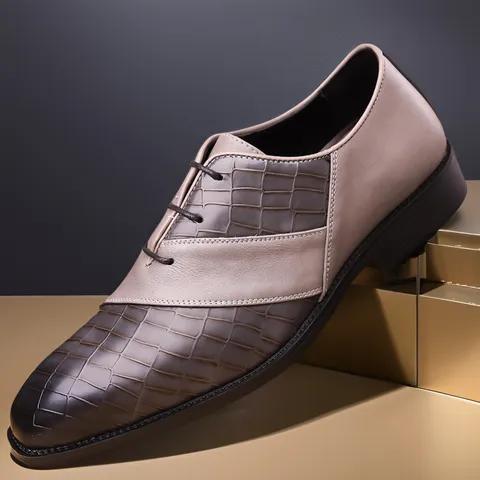 Herren Business Formelle Schuhe Klassische Schnürung Krokodilmuster Geprägte PU Lederschuhe Freizeit Schuhe