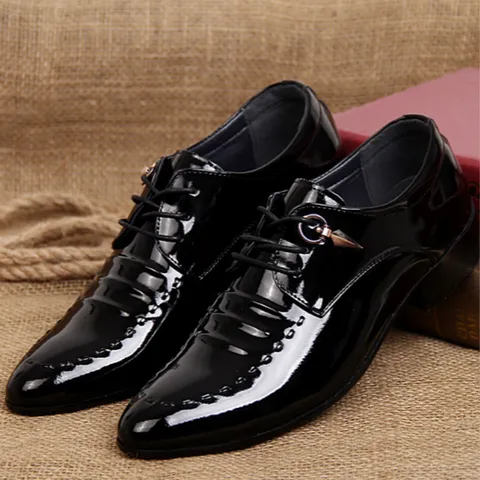 Herren Business Lederschuhe Atmungsaktiv Britischer Stil Spitz Schuhe Schnürschuhe Formelle Hochzeitsschuhe