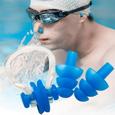 Set Tappanaso da Nuoto in Silicone e Tappi per Orecchie Impermeabili Attrezzatura Morbida Accessori di Protezione