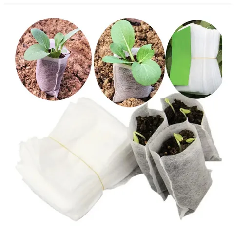 Eco Friendly Non Woven Plant Nursery Bags Breathable Biodegradable Seedling Growing Pouches For Home Garden Planting