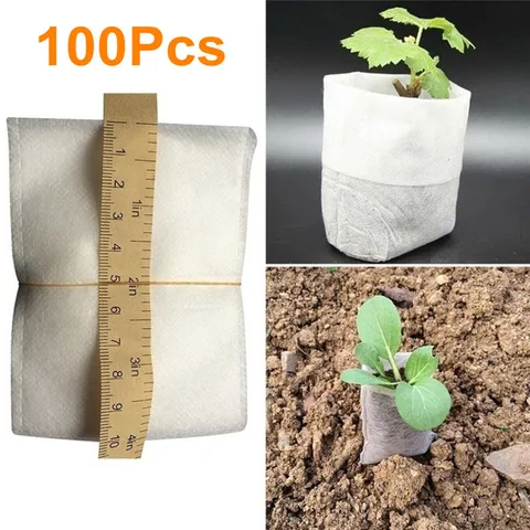 Eco Friendly Non Woven Plant Nursery Bags Breathable Biodegradable Seedling Growing Pouches For Home Garden Planting