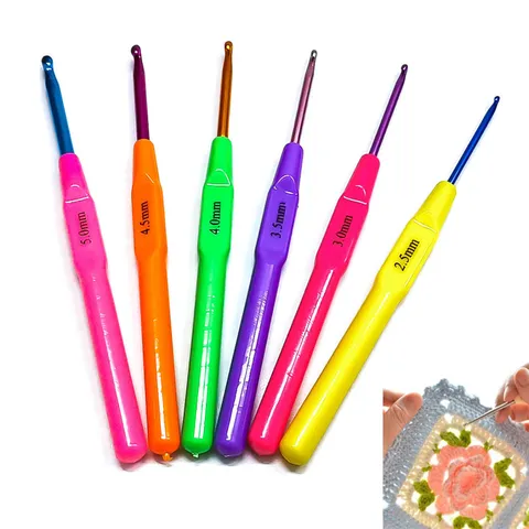Colorful Aluminum Alloy ABS Plastic Handle Crochet Hook Set Assorted Sizes Weaving Craft Tools For DIY Knitting Lovers