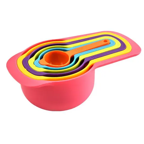 Colorful Measuring Cups And Spoons Set ABS Plastic Kitchen Baking Tools Multifunctional Measuring Scoop Set