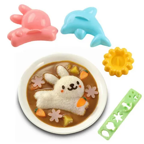 Konijn Dolfijn Bloem Rijstvorm Keuken DIY Bento Sushi Maak Tool PP Plastic Cartoon Voedsel Vorm Voor Kinderen Lunchbox