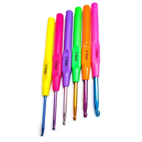 Colorful Aluminum Alloy ABS Plastic Handle Crochet Hook Set Assorted Sizes Weaving Craft Tools For DIY Knitting Lovers
