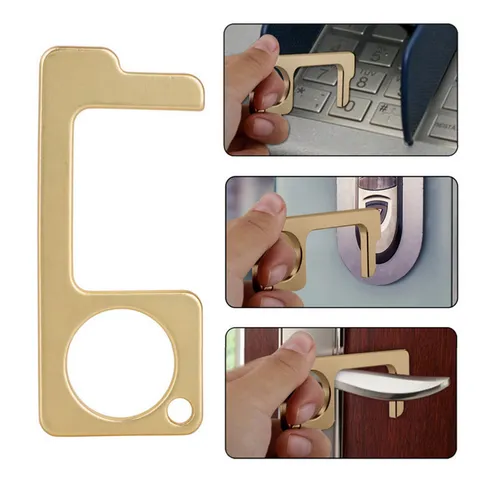 EDC No Contact Door Opener Portable Hygiene Hand Tool Zinc Alloy Multi-Function Elevator Button Presser Keychain