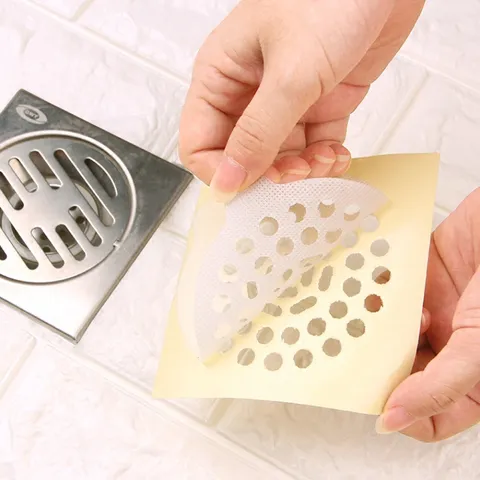 Disposable Floor Drain Stickers Mesh Hair Catcher Filter Non-Woven Fabric Kitchen Bathroom Sink Strainer Home Supply