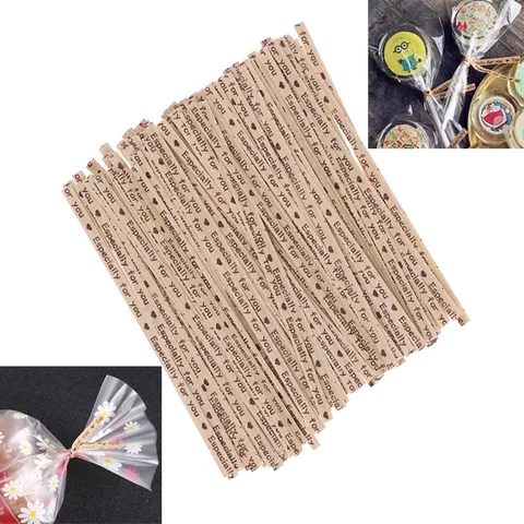 Kraft Paper Twist Ties Bakery Packaging Bread Bag Sealing Ties Decorative Wire Ties for Candy Bags Gift Packaging