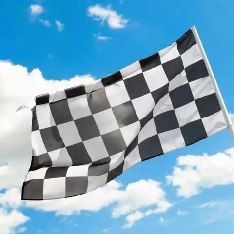 Zwart Wit Geruite Racevlag Polyester Auto Vlag Met Metalen Oogjes Voor Sportevenementen Feestdecoratie