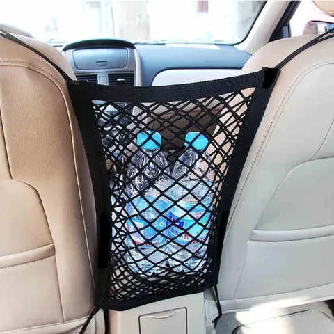 Bolsa de Red de Almacenamiento para Asiento de Coche Organizador de Malla de Doble Capa Entre Asientos Bolsa de Almacenamiento Interior
