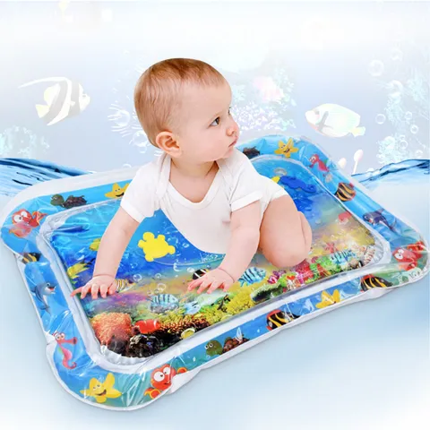 Baby Inflatable Water Mat Infant Sensory Play Mat PVC Ocean World Tummy Time Toy for Newborns Toddlers