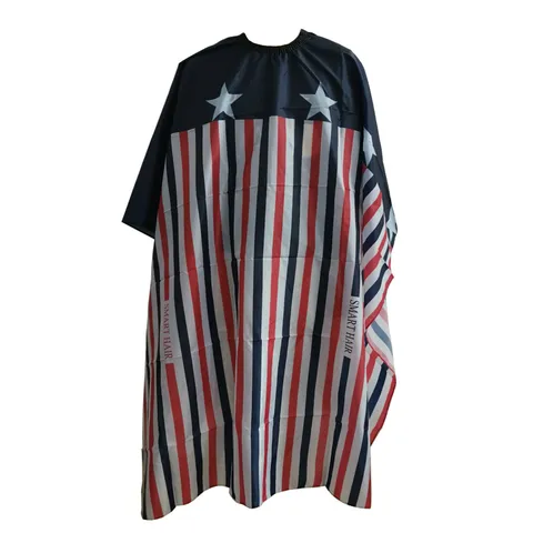 Red White And Blue Striped Barber Cape Salon Hair Cutting Cape Waterproof Hairdressing Apron With Star Pattern For Styling