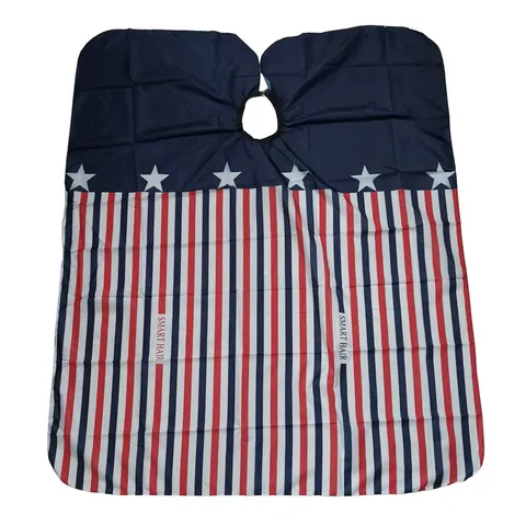 Red White And Blue Striped Barber Cape Salon Hair Cutting Cape Waterproof Hairdressing Apron With Star Pattern For Styling