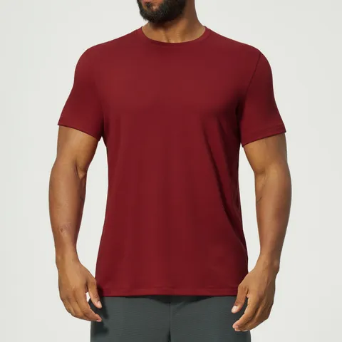Men's Casual Modal Combed Cotton Breathable Short Sleeve T-Shirt Basic Solid Color Crew Neck Sports Top