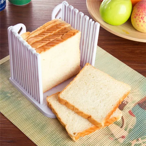Plastic Foldable Bread Slicer Adjustable Toast Cutting Guide Kitchen Baking Tool For Home Cake Sandwich Slicing