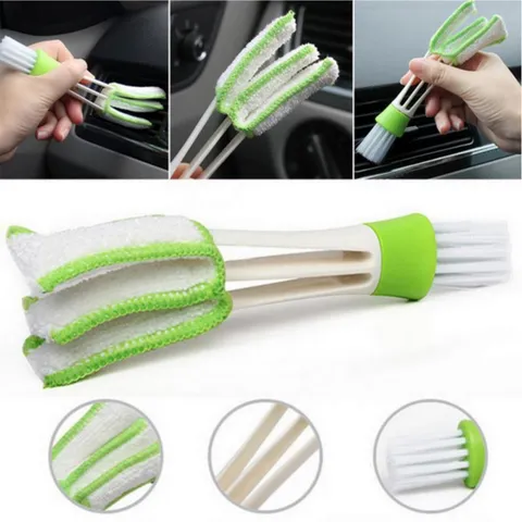 Spazzola per Pulizia Bocchetta d'Aria Auto in Plastica Strumento Spolverino a Doppio Lato Multifunzionale Per Interni Cruscotto e Tastiera