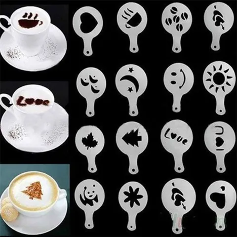 Plastic Coffee Stencil Molds Cappuccino Latte Art Templates DIY Baking Decorating Tool Kitchen Accessories