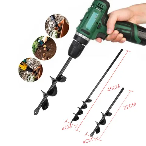 Garden Plant Spiral Hole Digger Drill Bit Heavy Duty Steel Earth Planter Auger For Flower Planting Soil Loosening