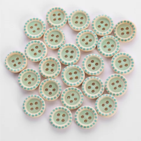 Colorful Printed Wooden Buttons Round 4-Hole Sewing Buttons For Kids Sweater DIY Craft Clothing Accessories