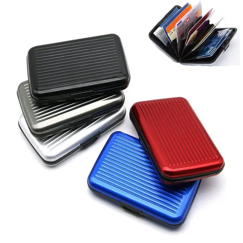 Porte-Cartes de Crédit en Alliage d'Aluminium Étui à Cartes de Visite Métal Imperméable Portefeuille de Poche Mince Homme Femme