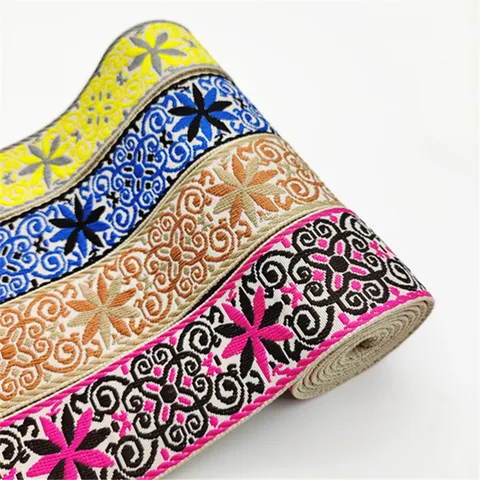 Ethnic Jacquard Webbing Woven Trim Ribbon For Garment Sewing Craft DIY Bag Strap Clothing Decoration Multicolored