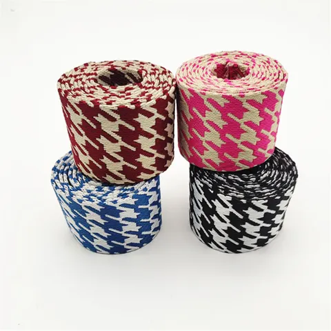 Wide Houndstooth Jacquard Webbing Polyester Strap For Bag Belt Clothing Sewing Accessories DIY Crafting Material